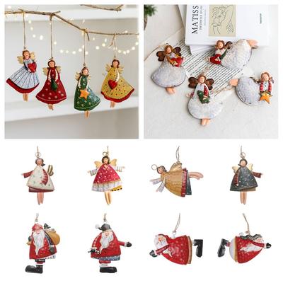 Cartoon Angel Girl Christmas Decorations Multicolor Wrought Iron Drop Ornaments Santa Claus Party Supplies Hanging Pendants