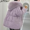 BITCED Detachable Oversized Fur Collar Down Jacket for Women Winter Thickened Waist-Defining Fur-Trimmed Parka