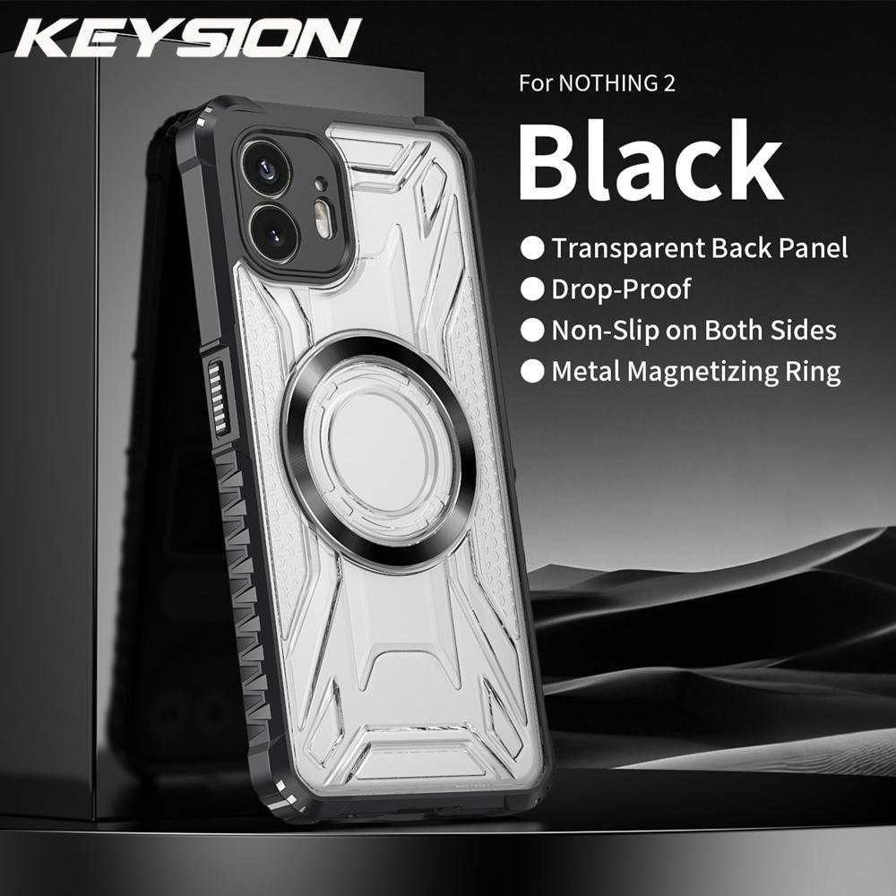 KEYSION Transparent Magnetic Case for Nothing Phone 2 1 Silicone+PC Heavy Duty Shockproof Phone Cover for Nothing Phone 1 2