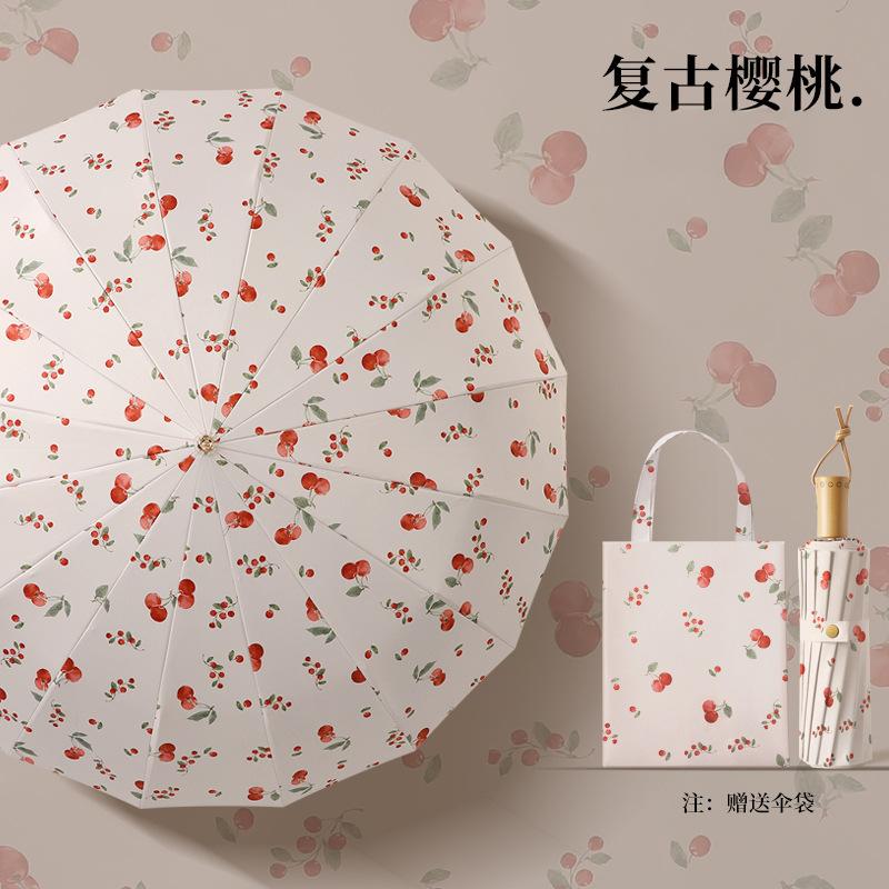 Parapluie 16 Baleines Grand Parapluie Pliant Parapluie Pare-soleil Parapluie Pare-soleil Anti-UV Colle Couleur Parapluie de Soleil