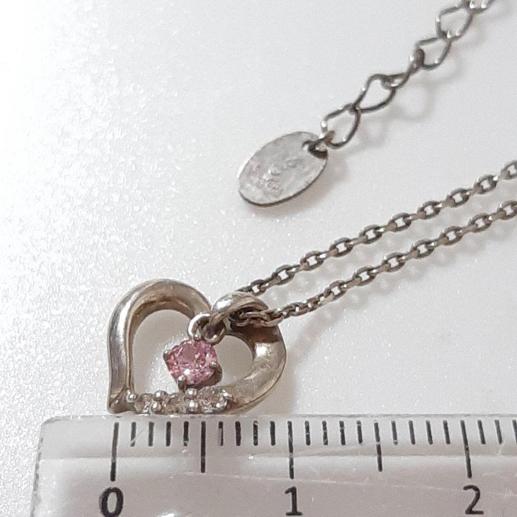 Used Necklace Pendant SILVER 4 Yondoshi Heart Stone Silver