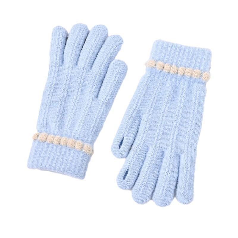 New Gloves Women's Winter Velvet Thickened Warm and Cold-proof Outdoor Touch Screen Student Riding Motorcycle Knitted Gloves