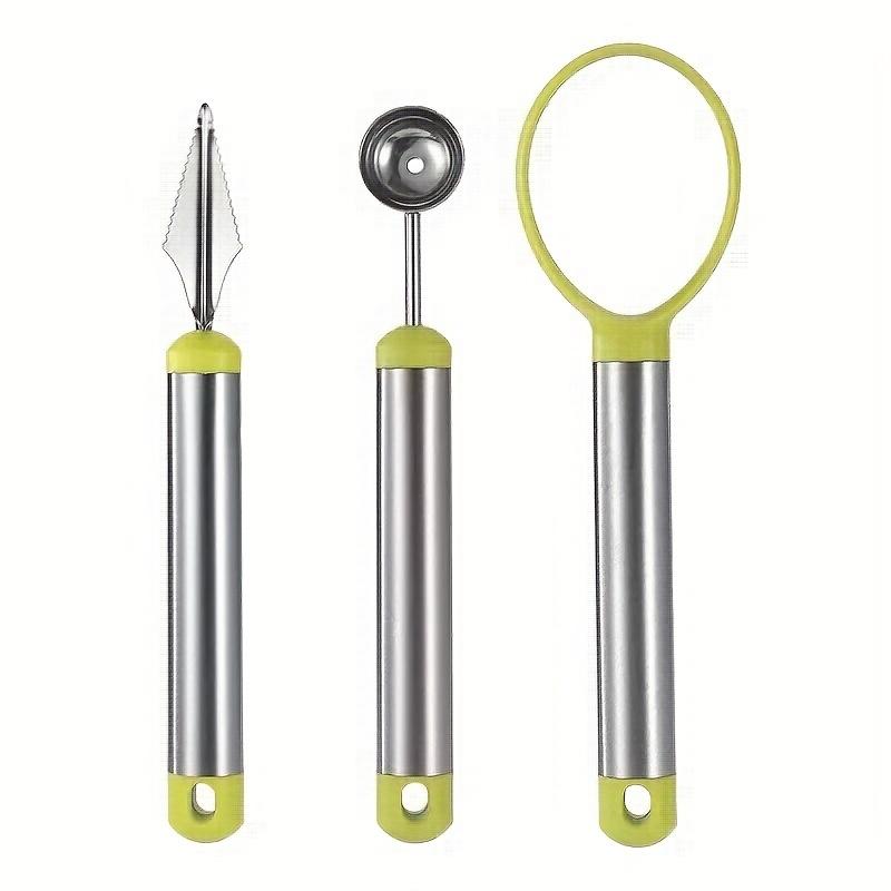 1Set/3pcs Stainless Steel Fruit Ball Digger Kitchen Tools Fruit Carving Knife Meat Digger, Household Fruit Tools Ball Digger зелёный
