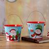 Large Christmas Wrought Iron Gift Bucket - Handheld Decoration for Candy & Chocolate Storage