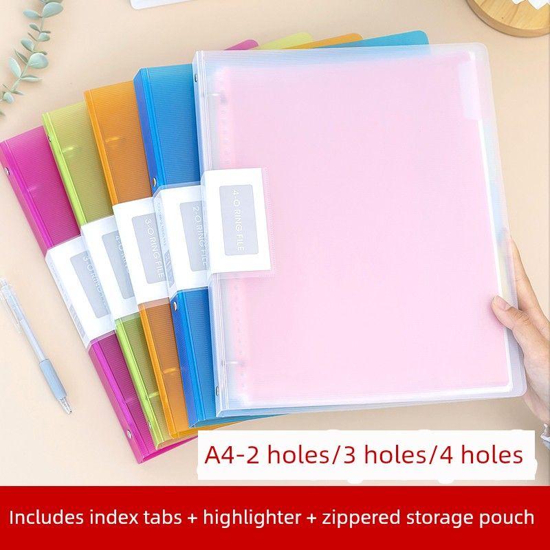 Four-Hole A4 Punch Loose-Leaf Binder 3-Hole Folder A4 Paper Clip Info Booklet Storage Paper Paper Perforated Shell