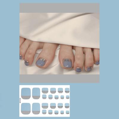 6 Sheets/set Quick Nails Glitter Toenail Stickers Full Cover Nail Art Finished Fake Nail Stickers