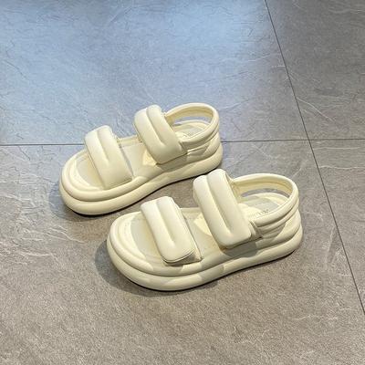 Platform Sandals Women's Summer 2025 New Fashion Versatile Retro Comfortable Non-slip Velcro Beach Shoes Tide
