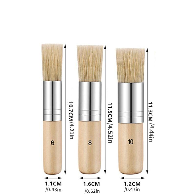 Wooden Template Brush Three Piece Set, Three Sizes of Pure Natural Bristle Paint Brush, Very Suitable for Oil Painting