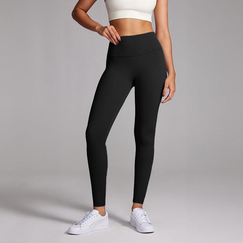 Pilates special yoga trousers for women, high waist, hip lift, shaping, thin, nude and seamless fitness pants for women S чёрный