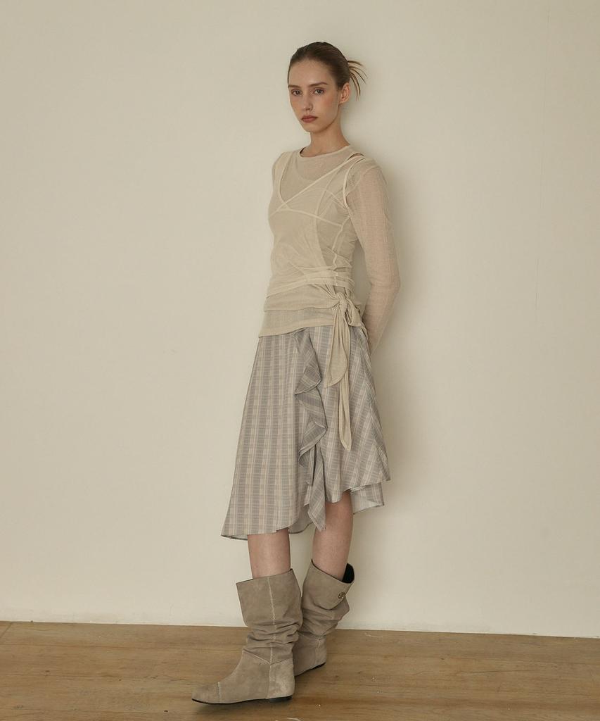 Auro Frill Check Skirt [Lavender]