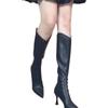 Thin Heeled Fashionable Knight Boots for Women 2024 New Style Pointed Autumn Zipper High Heels Not Over The Knee Long Boots