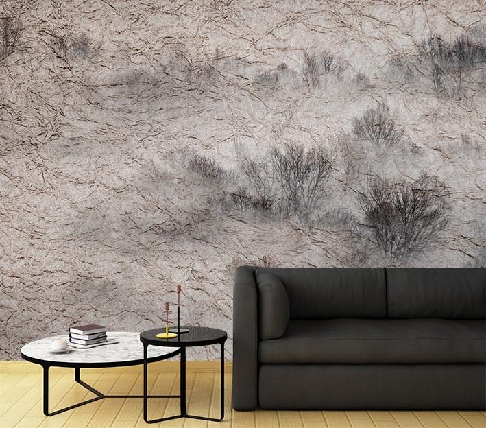 Wallpaper Meadow Mist Trees Dark