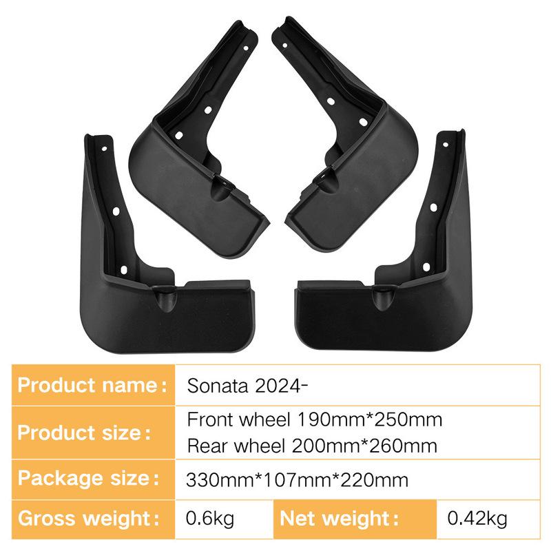 For Hyundai Sonata 2024 Automotive Tire Mudguard Waterproof Prevent Mud Splashing Car Mud Flaps Fender Trim 4pcs Accessories