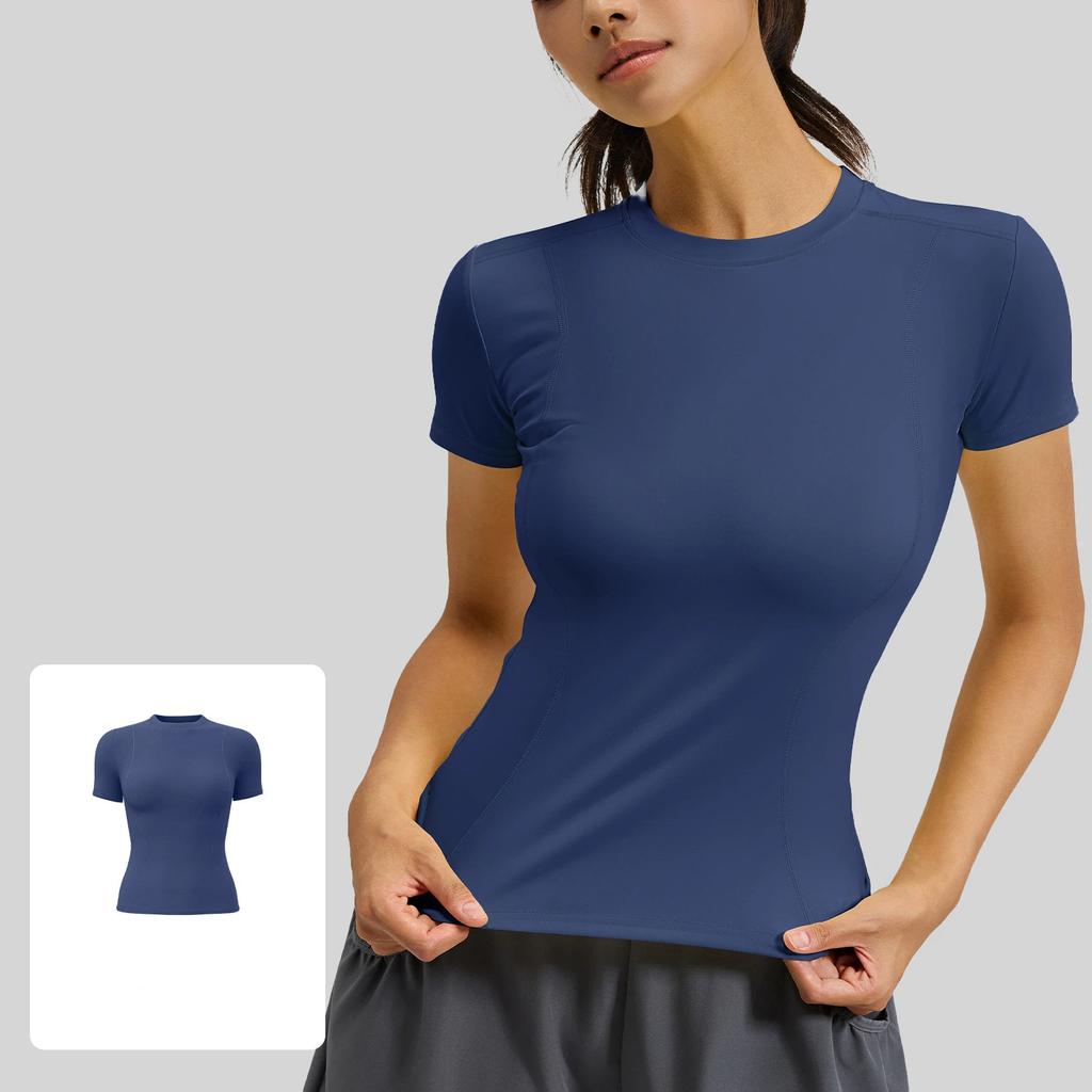 New Summer Women's Sports Tights Yoga Wear Short sleeved Tops Female Running Fitness T-shirts