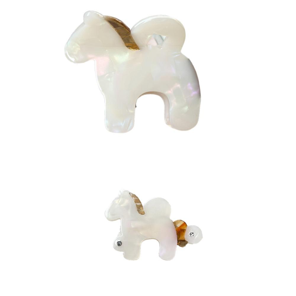 

2 PCS Barrettes Acetic Acid Hairpins Hair Accessories Foal Side Clip Horse Shark Clip Girls бежевый