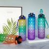 1L Sports Water Bottle With Straw Time Marker Gradient Color Motivational Bottle Leakproof Outdoor Student Drinking Water Cup