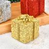 Gold and Red Glitter Gift Box Ornaments for Christmas Tree and Scene Decor