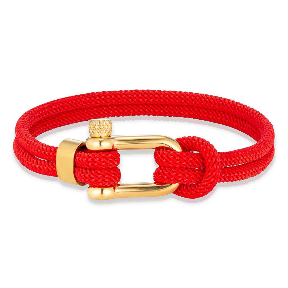 Gold Color Stainless Steel Shackle Bracelet Simple Double Strand Nautical Rope Bracelets for Men Women Handmade Jewelry