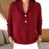 2026 Womens Knit Sweater Polo Neck Solid Color Casual Fashion Winter