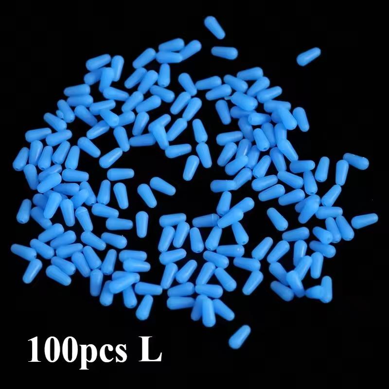 100Pcs/Lot Anti-Tangling Rubber Fishing Float Blue Oval Stopper Fishing Float Space Beans Seatool Fishing Bobber Accessories