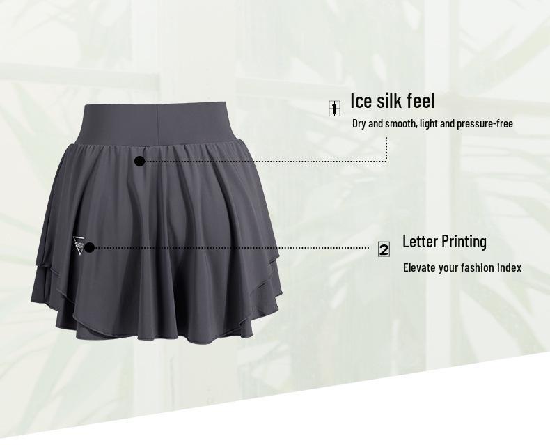 Damska szybkoschnąca spódniczka A-line: Dwuwarstwowy, chroniący przed prześwitywaniem, lekki nylon na fitness i bieganie