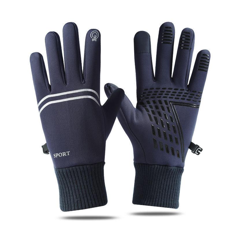Cross Border Cycling Gloves Men Outdoor Velvet Touch Screen Sports Anti Slip Windproof Waterproof Wear-resistant Warm