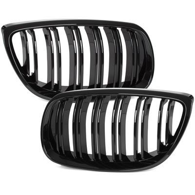 BMW 3 E92 E93 06-10 Kühlergrill-Einsätze zwischen den Scheinwerfern (Nieren) linkes + rechtes Set SCHWARZ GLÄNZEND DOPPELSTREIFEN
