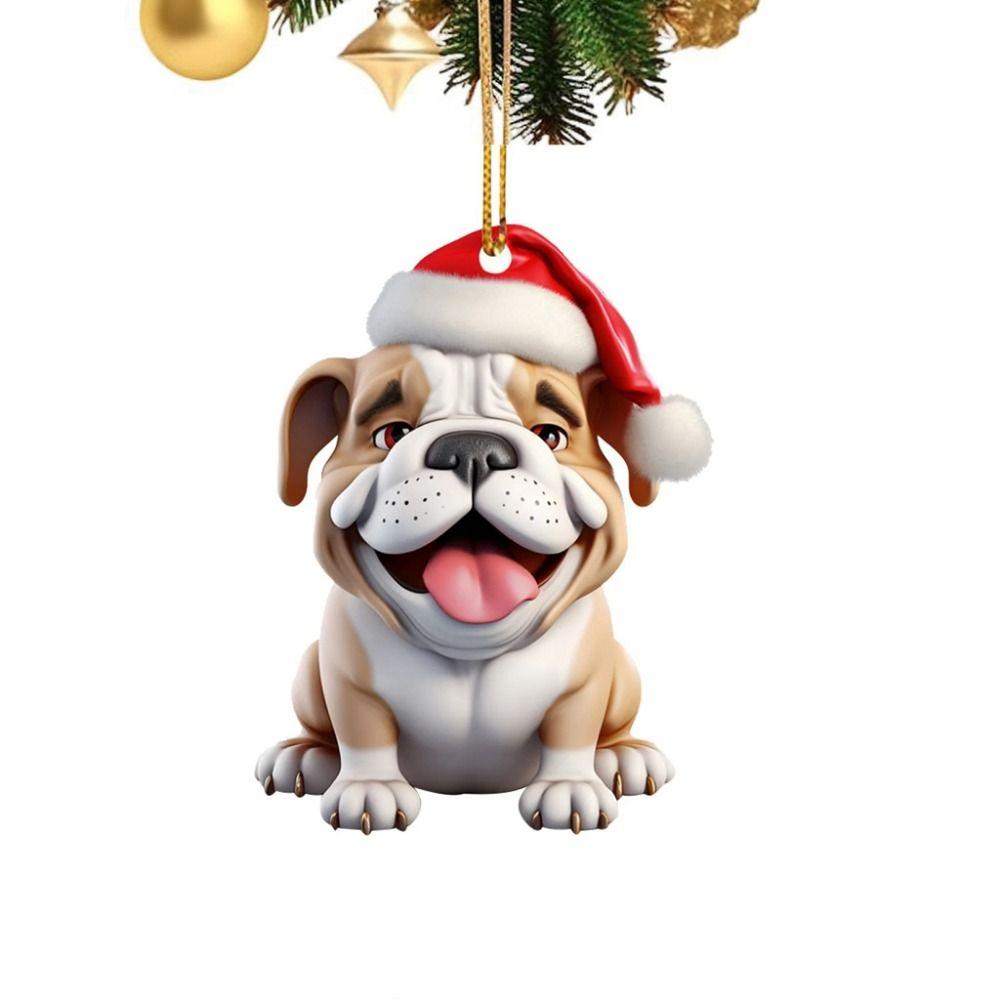 2D Dog Hanging Pendant Flat Christmas Puppy Ornament Funny Dog Car Ornament  Christmas