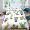 Tropical Botanical Bedding Set Bulbous Cactus Sketch Drawing Comforter Cover Cute Desert Plants Duvet Cover Flower Quilt Cover
