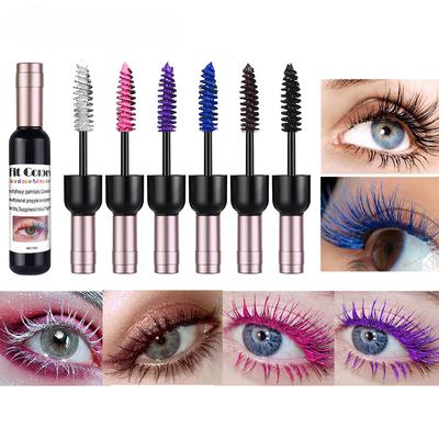 Colorful Mascara Natural Curl Long and Thick Waterproof and Sweatproof Dazzling Mascara Cosmetic Wine Bottle Design