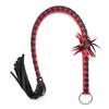 Red & Black Leather Snake Whip - Flirting Erotic Toy with Black & White Pattern