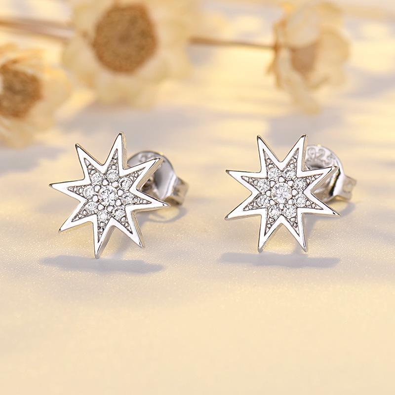 

Octagonal Star Earrings Sweet Small Fresh Forest Female Student Hexagram Earrings