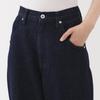 MUJI Kapok Blend Denim Barrel Dark Size S Women's Pants, Navy, (BE1YFA5A)