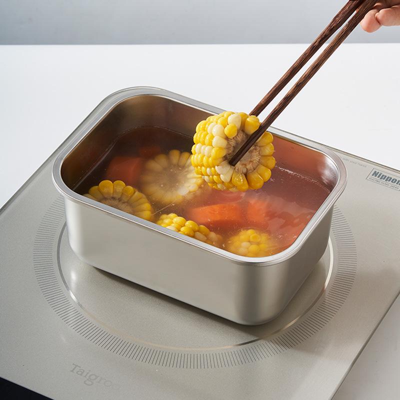 Stainless Steel Fresh-keeping Box Household Refrigerator Sealed Food Storage Container Slight Vacuum Crisper Kitchen Organizer