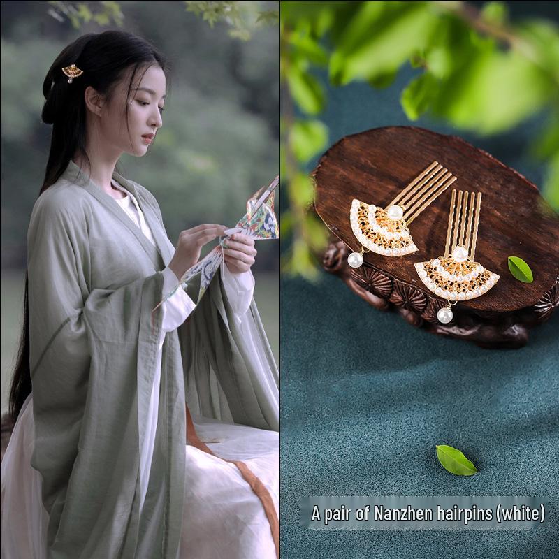 Tang Style Butterfly Flower Hanfu Hairpins - Simple Versatile U-Shaped Hair Accessories.