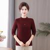 Women's Long-Sleeve Velvet-Lined Warm T-shirt for Middle-Aged & Elderly - Autumn/Winter Layer