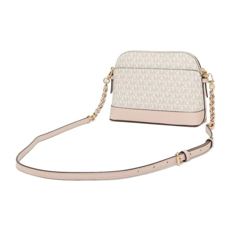 Michael Kors MK Jet Set Charm Monogram Vintage Coated Canvas And Leather Detail Crossbody Bag Large Women crossbody bag 32T1GT9C3B-VANL/SFTPINK