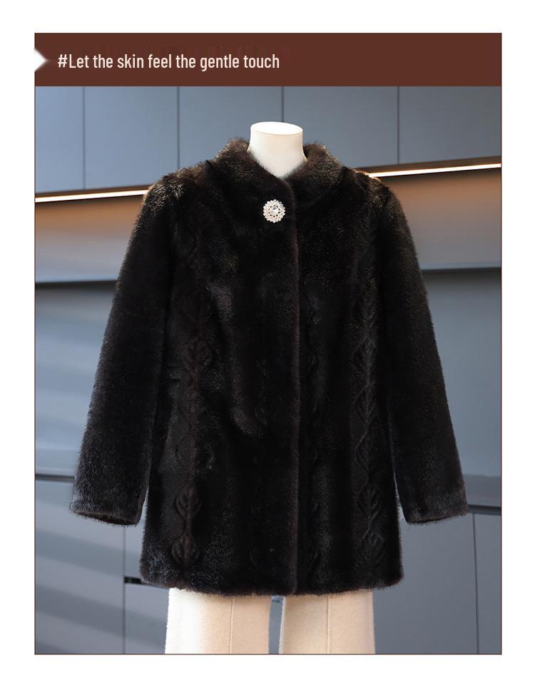 Mom's 2025 Faux Mink Velvet Winter Coat - Eco-Friendly Fur for Middle-Aged & Elderly Women in 40s & 50s