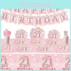 Cute Pink 21st Birthday Party Supplies Disposable Tableware Set With Banner Napkins Cups Plates And Utensils