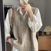 Gilet Retro a Maglia Intrecciata Stile Coreano Taglie Forti Moda Donna Stile Preppy Ampio Versatile Gilet di Lana Primavera Autunno