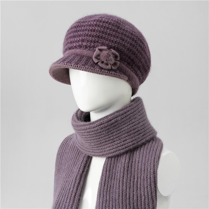 Autumn and winter hats Women's knitted hats Fleece warm wool hats Cold-proof cotton hats