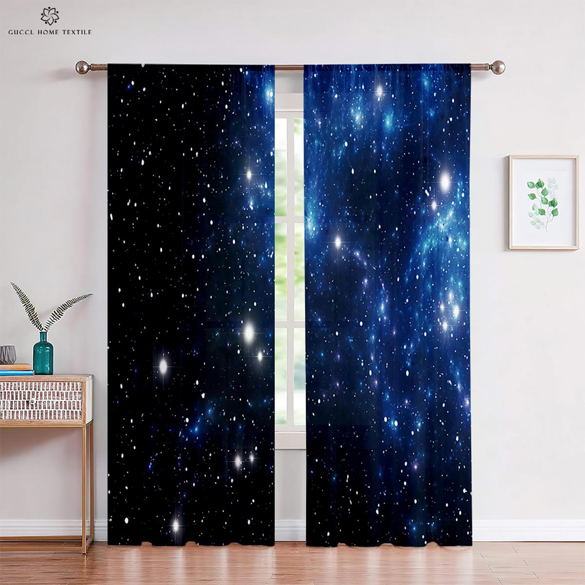 

Шторы с принтом «Звездное небо», карманы для штанг, декоративные, спальня, гостиная, кабинет, на заказ, 2 шт. W75xH166(CM)x2PCS&Rod pocket