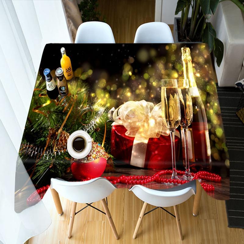 Christmas Gift Pinecones Champagne Rectangular Round Soft Thickened Cotton Festive Tablecloth Dustproof Cover Towel