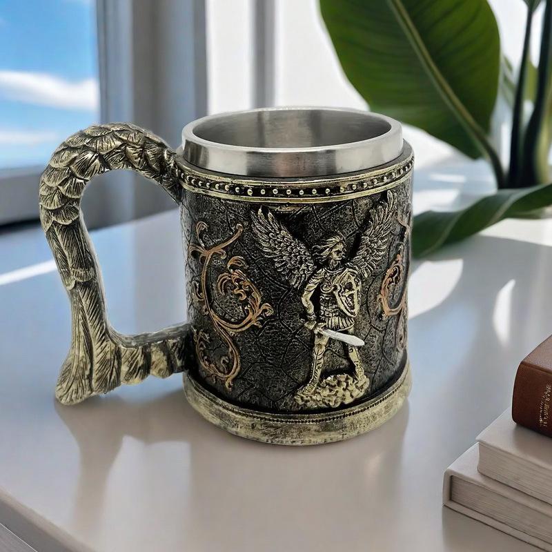 Nordic Viking beer mugs, stainless steel coffee mugs, vintage home ornaments, suitable for bar decoration