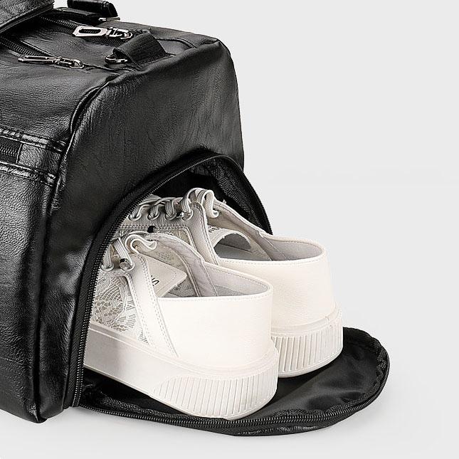 Δερμάτινη τσάντα ταξιδιού PU μεγάλης χωρητικότητας Ανδρική τσάντα επιβίβασης με τρόλεϊ, τσάντα γυμναστικής διαχωρισμού υγρό και στεγνό