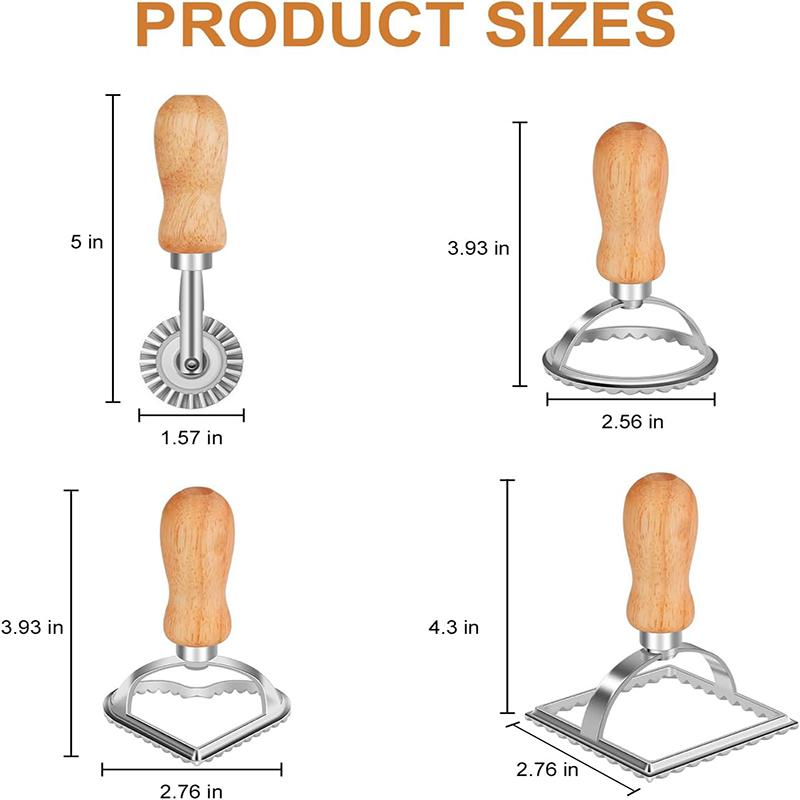 Ravioli Stempelmacher Schneider mit Holzgriff Edelstahl Plätzchenausstecher Nudelpresse Ravioli Maker Form Gebäck Pizza Rad