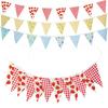 12Pcs Washable Fabric Pennant Flags Wedding Pennant Hanging Decoration For Birthday Christmas Anniversary Party