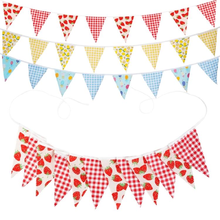 12Pcs Washable Fabric Pennant Flags Wedding Pennant Hanging Decoration For Birthday Christmas Anniversary Party
