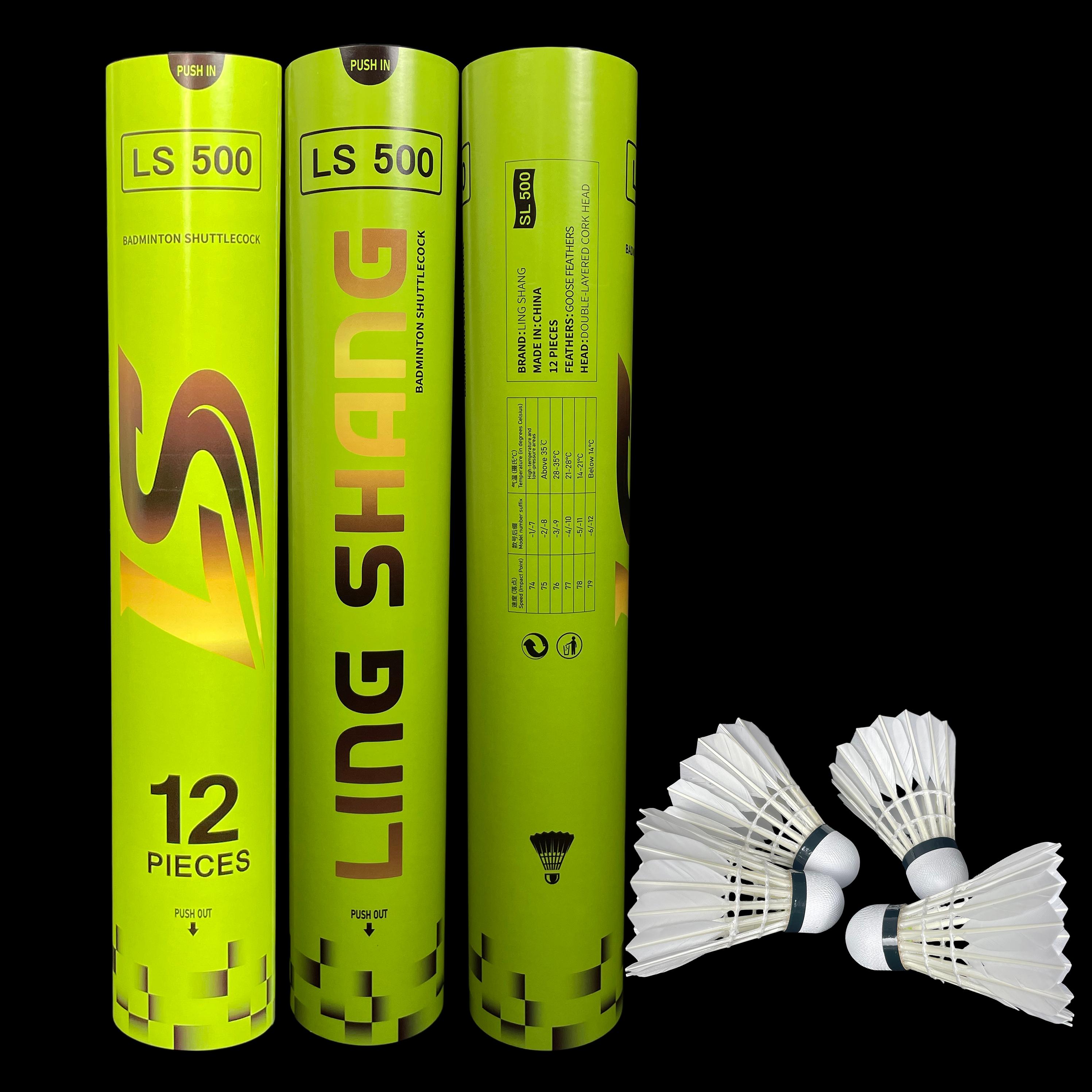 LS500 B-Grade Goose Feather Stable Flight Club Play Shuttlecocks 75 (12 Pcs/Tube) белый