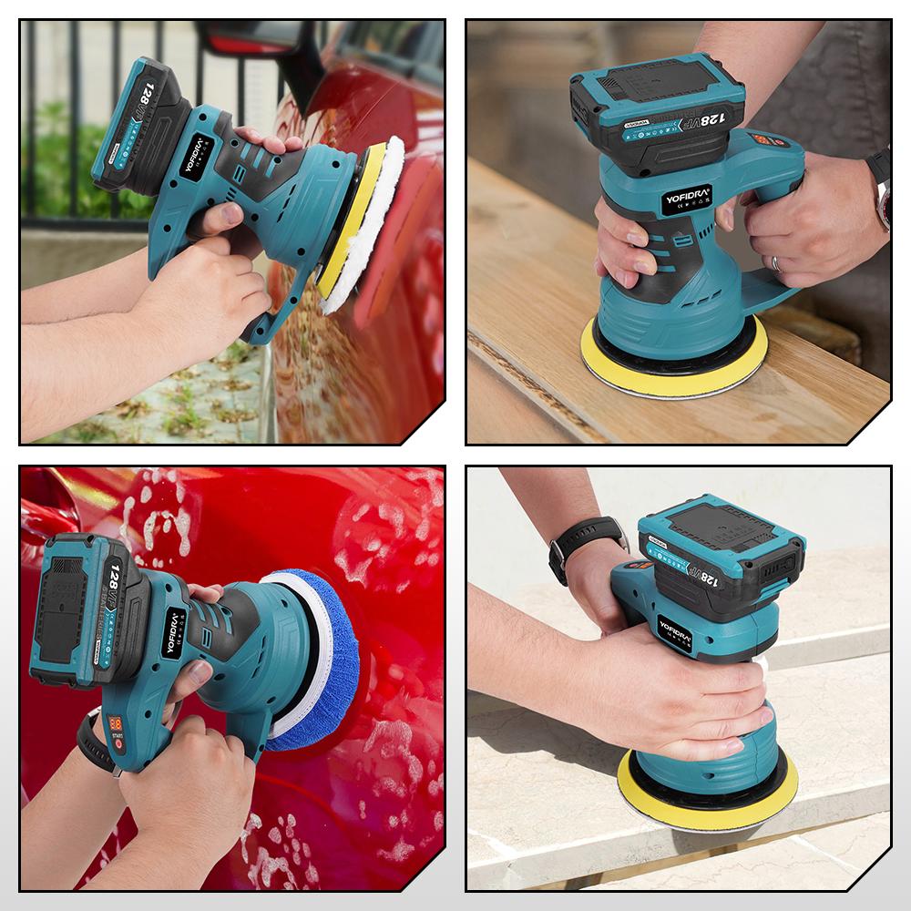 Yofidra 150mm Electric Car Polisher 8 Gears Cordless Efficient Cleaning Waxing Sanding Polisher Beauty Tool For Makita18V-21V Battery